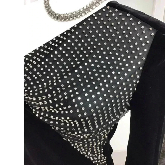 Saint Laurent SZ XS Black One Shoulder Asymmetrical mini Velvet Dress - Picture 9 of 11